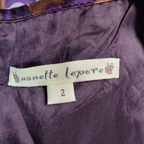 Nanette Lepore Purple Silk Multicolor Polka Dot Key Hole Abstract Style Shift - Picture 11 of 12